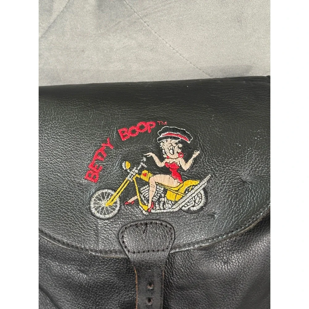 1995 Betty Boop Leather Backpack Cartoon‎ Embroidered Biker Motorcycle